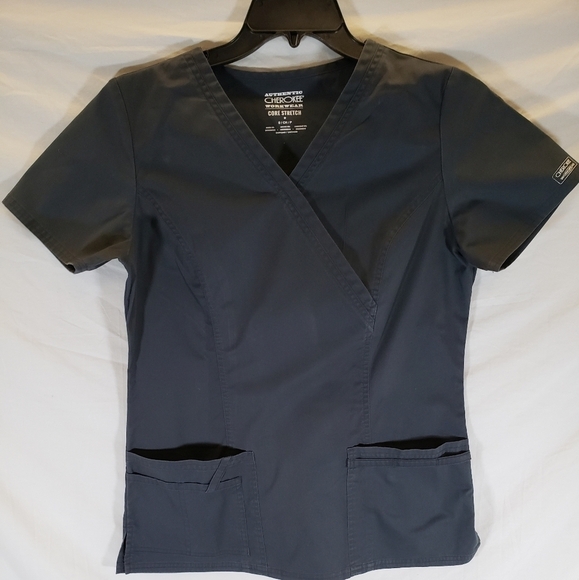 Cherokee Workwear Womens WW Flex Gray Scrub Top Size Small - Picture 1 of 6
